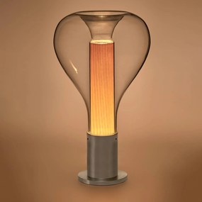 LZF Eris stolná LED lampa sklo hliník/buk