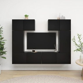6-dielna súprava TV skriniek čierna drevotrieska