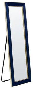 Zamatové stojacie zrkadlo 50 x 150 cm modré LAUTREC Beliani