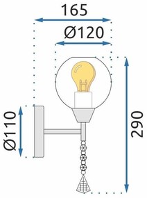 Nástěnná lampa v glamour stylu APP716-1W E27 stříbrná