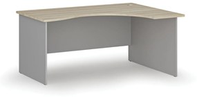 Ergonomický kancelársky pracovný stôl PRIMO GRAY, 1600 x 1200 mm, pravý, sivá/dub prírodný