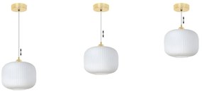 Závesné svietidlo Riffle 3, 1x biele sklenené tienidlo, g