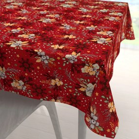 Biante Bavlnený štvorcový obrus Sandra SA-714 Vianočné cezmíny na červenom 90x90 cm