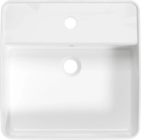 Deante Square, umývadlo na dosku s otvorom na batériu 420x420x120mm, biela lesklá, DEA-CGS_6U4B