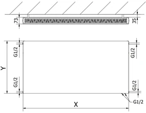 Mexen, Plochý panelový radiátor Mexen CVF21 500 x 500 mm, spodné pripojenie, 504 W, biely - W621F-050-050-00