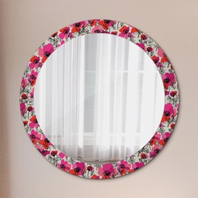 Okrúhle ozdobné zrkadlo Ružové maky fi 80 cm