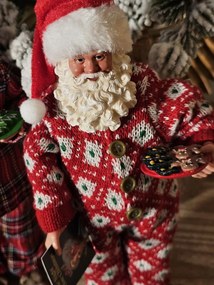 Vianočné dekorácie Santa v overale s papučkami - 16*8*28 cm