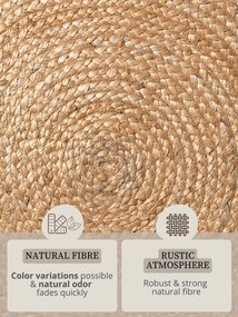 Hanse Home, Kusový koberec Jute Braided 106332 Natural Gold kruh, 200x200 (priemer) kruh, béžová, chodba / predsieň
