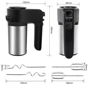 Aigostar - Ručný šľahač 300W/230V čierna/chróm