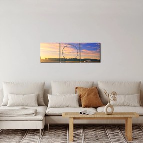Obraz žltého auta v poli (s hodinami) (90x30 cm)