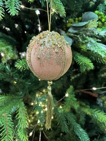 Hnedá vianočná guľa so strapcom 17cm