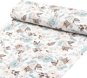 Biante Detské bavlnené posteľné obliečky do postieľky Sandra SA-451 Žlto-hnedo-mintové ruže na bielom Do postieľky 90x130 a 40x60 cm