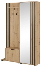 Šatníková skriňa Nelly do predsiene so zrkadlom a vešiakmi, dub