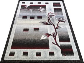 DY Sivo-červený kvetinový koberec Otto 02 Rozmer: 120x170 cm
