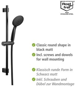 Čierny sprchový set z nerezovej ocele 66 cm Young - Wenko