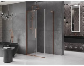 Mexen Velar L, sprchový kút s posuvnými dverami 90 x 80 cm, 8mm číre sklo, ružové zlato, 871-090-080-03-60