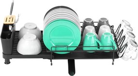 VILDE Odkvapkávač na riad VILDE, nastaviteľná šírka, 48-70 x 32 x 18 cm, čierny