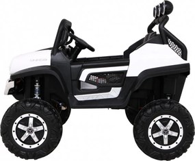 Ramiz Mercedes Benz Unimog pre deti biely + pohon 4x4 + diaľkové ovládanie + nosič batožiny + pomalý štart + MP3 LED