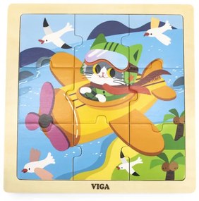 Puzzle na podstavci Viga 44632 9 dielikov - lietadlo