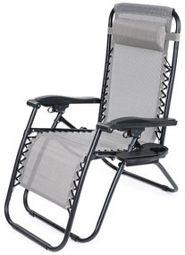 4Home Záhradné plážové polohovacie kreslo Relax, sivá