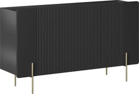 Komoda Malmi 150 cm trojdverová - čierny mat / zlaté nohy