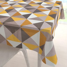 Biante Zamatový štvorcový obrus Tamara TMR-020 Žlto-sivé trojuholníky 120x120 cm