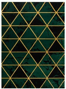 Koberec EMERALD exkluzívny 1020 glamour, styl marmur, trojuholníky fľaškovo zelený / zlatý