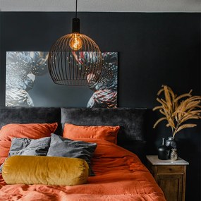 Dizajnové okrúhle závesné svietidlo čierne 40 cm - Dos