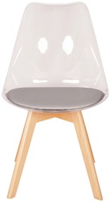 Transparentná stolička so sivým sedadlom CAMILA