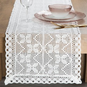 EUROFIRANY AŽÚROVÝ BEHÚŇ NA STÔL MARTHA 40X140 CM BIELY