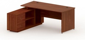 Kancelársky stôl so skrinkou MIRELLI 1600 x 1600 mm, ľavý, orech