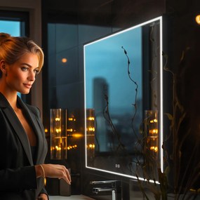 Nimco Čierne LED zrkadlo 700x700 s dvoma dotykovými senzormi - ZPC 13077VX-90