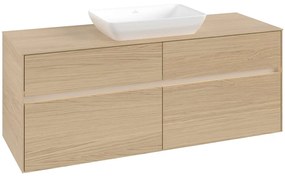 VILLEROY &amp; BOCH Collaro závesná skrinka pod umývadlo na dosku (umývadlo v strede), 4 zásuvky, s LED osvetlením, 1400 x 500 x 548 mm, Nordic Oak, C116B0VJ