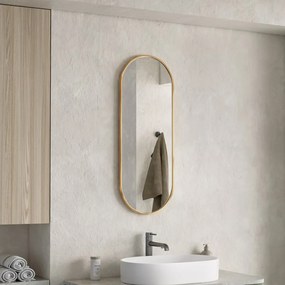 Erga Oval, oválne zrkadlo 35x90cm, zlatý rám, ERG-V01-OVAL-3590-GD