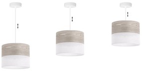 Závesné svietidlo Wood, 1x svetlobéžová dubová dýha/biele PVC tienidlo, (fi 20cm)