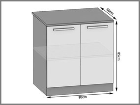 Kuchynská skrinka Belini spodná 80 cm šedý mat s pracovnou doskou  TOR SD80/0/WT/SR/0/B1