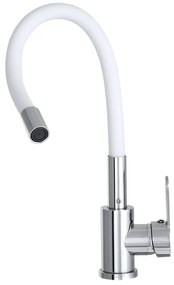 Gamma Flex 2000, stojanková drezová batéria s flexibilným ramenom, biela matná-chrómová, GMA-BFX-2000WH