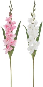 2ks biela a ružová umelá kvetina gladiol / gladioly - 12 * 102 cm
