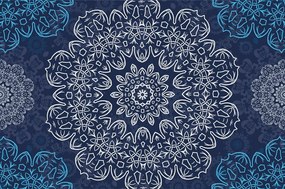 Samolepiaca tapeta modrá Mandala s abstraktným vzorom