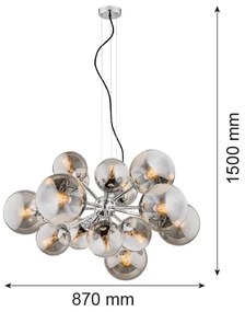 Argon 5022 - Luster na lanku SATELITE 15xE27/15W/230V lesklý chróm