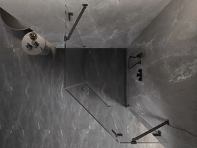 Mexen Lunar, päťuholníkový sprchový kút naklápací vpravo 80 x 100 cm, 8mm číre sklo, grafitový profil, 831-080P-100L-95-00-P