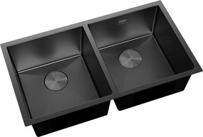 Mexen Binox, 2-komorový nerezový drez 800 x 450 mm, čierna, 6421802000-70