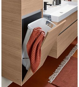 VILLEROY &amp; BOCH Collaro závesná vysoká skrinka, 1 dvierka, 1 výklopný kôš, pánty vpravo, 454 x 349 x 1538 mm, Nordic Oak, C03401VJ