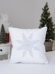 Vianočná obliečka na vankúš mikroplyš 40 × 40 cm - Vločka strieborná