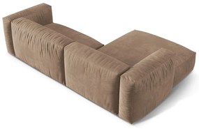 Svetlohnedá zamatová modulárna rohová pohovka (ľavý roh/s leňoškou) Martina – Micadoni