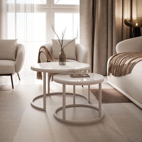 KONFERENČNÝ STOLÍK LEONARDO 2V1 KAŠMÍR + BIELY LESK