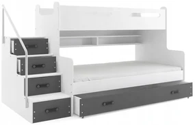 Interbeds MAX 3 poschodová posteľ 200x120 + matrace sivo-biela 2025