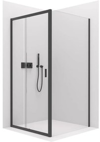 CERANO - Sprchovací kút Varone LINE L/P - čierna matná, transparentné sklo - 140x80 cm - posuvný, CER-CER-DY505B-90113