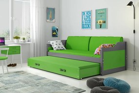 BMS Group Detská posteľ s prístelkou DÁVID 190 x 80 cm grafitová zelená