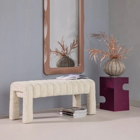 Béžová polstrovaná lavica z textílie buklé Frex – WOOOD